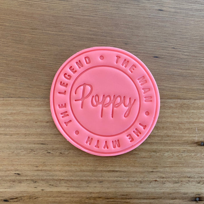 Happy Father's Day Poppy Emboss Stamp style #4 for 70mm Cookies