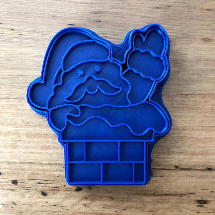 Father Christmas Santa in Chimney Cookie Cutter with optional Stamp