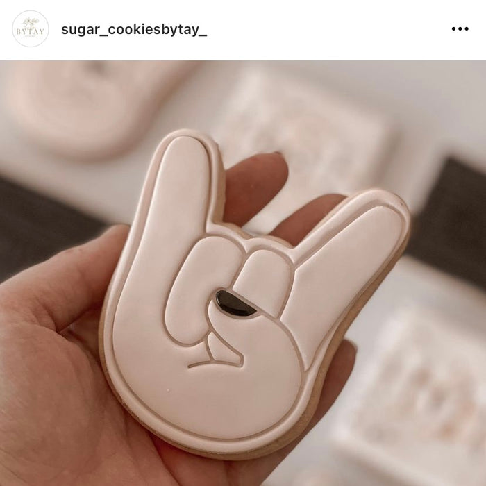 Rock On Hand Sign Cookie Cutter and Emboss Stamp