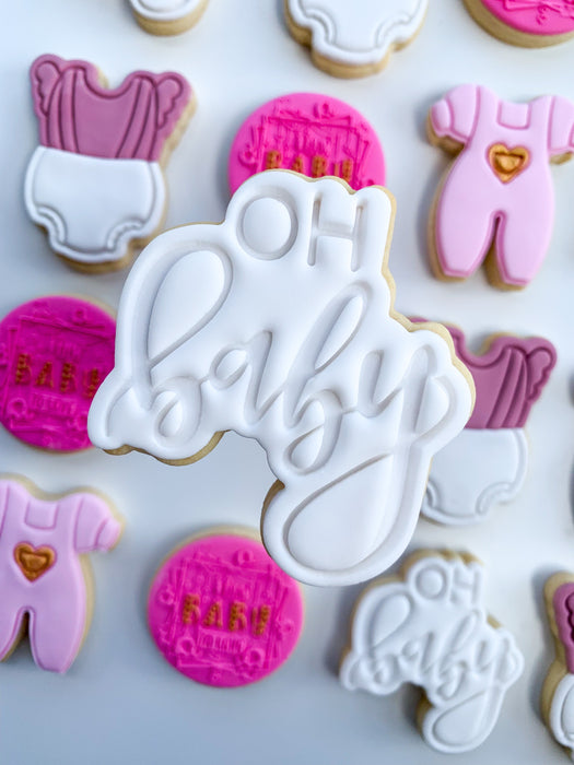 Oh Baby Plaque Sign Cookie Cutter & Emboss Stamp