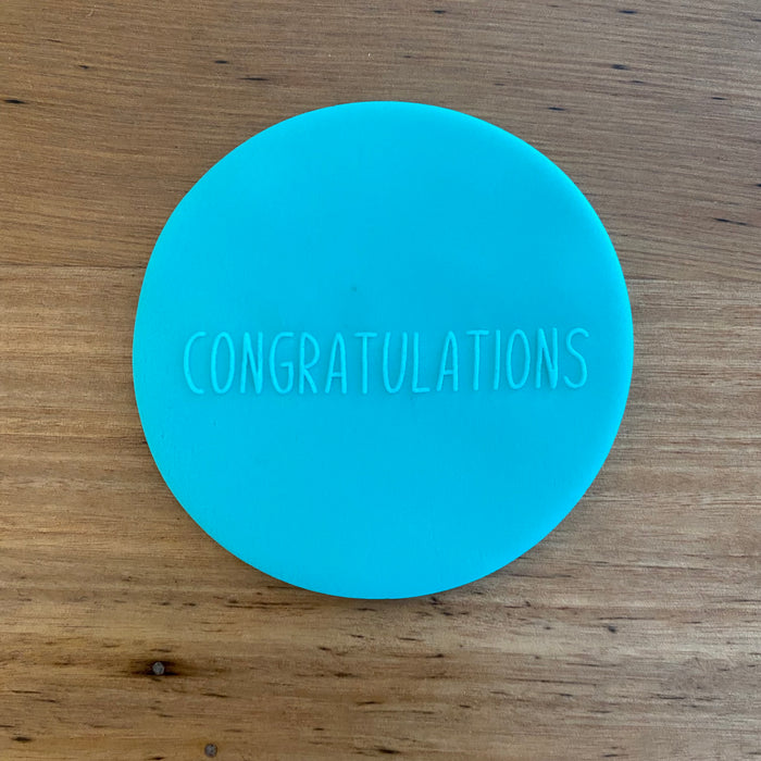 "congratulations" style 2 Deboss Raised Effect Cookie Stamp, Cookie Cutter Store