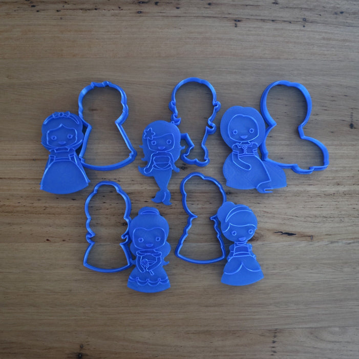 Belle Cinderella Little Mermaid Rapunzel Snow White Cookie Cutter and optional Stamp