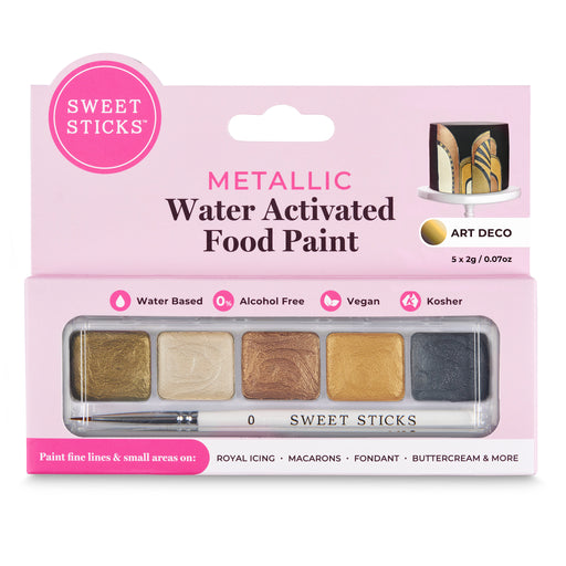 Sweet Sticks Water Activated Food Paint, Cake and Cookie Decorating, Art Deco Theme Metallic Palette, Cookie Cutter Store