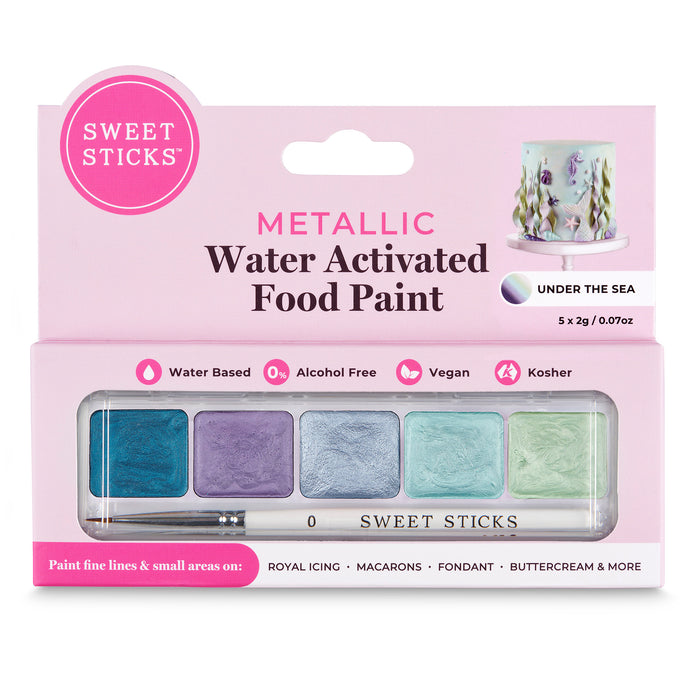 Sweet Sticks Water Activated Food Paint, Cake and Cookie Decorating, Under The Sea Theme Metallic Palette, Cookie Cutter Store