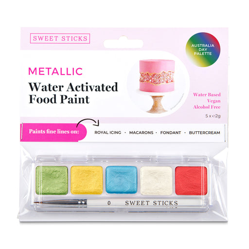 Sweet Sticks Water Activated Food Paint, Cake and Cookie Decorating, Australia Day Metallic Palette, Cookie Cutter Store