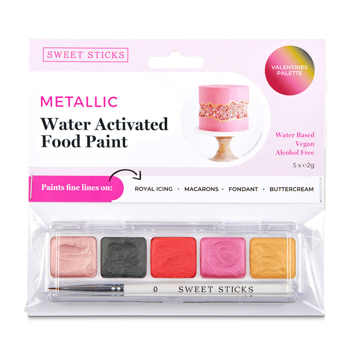 Sweet Sticks Water Activated Food Paint, Cake and Cookie Decorating, Valentines Metallic Palette, Cookie Cutter Store