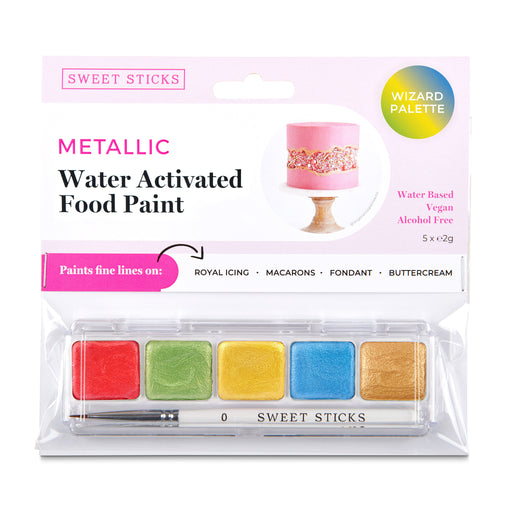 Sweet Sticks Water Activated Food Paint, Cake and Cookie Decorating, Wizard Theme Metallic Palette, Cookie Cutter Store